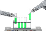 Robotic hands working with test tubes-GettyImages-977974166