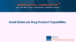 Bora Pharmaceuticals Capabilities Update April 2026 Small Molecule Drug Product