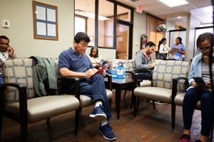 Busy surgery waiting room-GettyImages-1208597148
