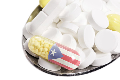capsules, pills with puerto rico flag-GettyImages-481936824