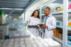 tablet for medicine management, stock research or inventory, Digital technology-GettyImages-1666055403