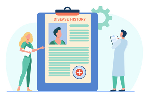 Doctors analyzing patients disease history-GettyImages-1304934437