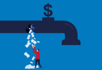 Faucet broke the money and leaked out