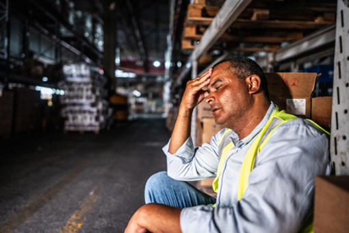 Tired man working in warehouse-GettyImages-2058373593