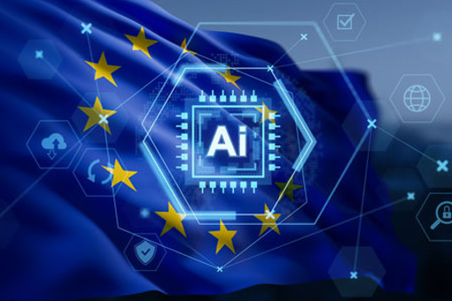 AI, Holographic AI chip interface with European Union flag-GettyImages-2244741422