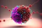 Tumor microenvironment, cancer cells, t-cells, nanoparticles-GettyImages-1449007926