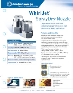 WhirlJet® SprayDry® Nozzles For High Volume Spray Dry