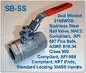 Series SB-SS - Seal Welded High Pressure Ball Valves Series SB-SS - Seal Welded High Pressure Ball Valves
