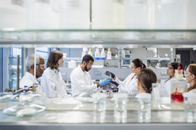 HLA Testing: Comprehensive Genotyping For Human Leukocyte Antigen Scientists working laboratory-GettyImages-1441663123