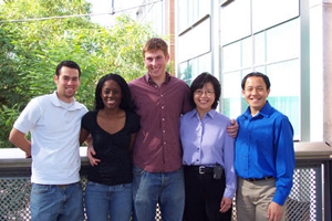 From left: Greg Guillen, Temi Ogunyoku, Roland Cusick, advisor Kawai Tam, and Andrew Chin. Student researcher Steven Gebelin is not pictured.