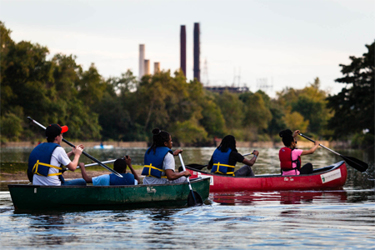 High school students participate in a free paddle