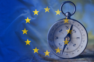 European Union Flag, compass-GettyImages-1090057126