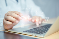 predictive medical analytics, digital AI interface, patient data, DNA insights-GettyImages-2262212753