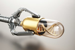 Robotic arm, golden capsule, dna-GettyImages-1367497961