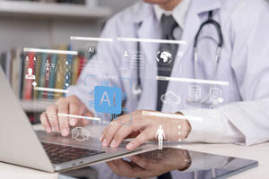 AI medical cloud technology, analyzing patient health data, artificial intelligence agents, smart medical records, digital healthcare solutions-GettyImages-2229247291