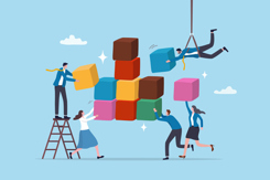 Build business framework, teamwork help development growth, improvement process, planning together-GettyImages-2226781046
