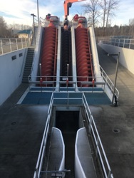 The Lakeside Screw Pumps at Snohomish, and the Parshall flume used to measure the incoming flow.