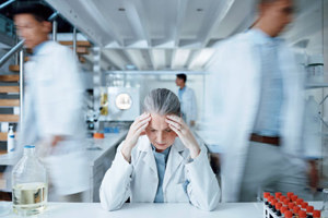 Laboratory scientist, headache, frustration-GettyImages-1600719537