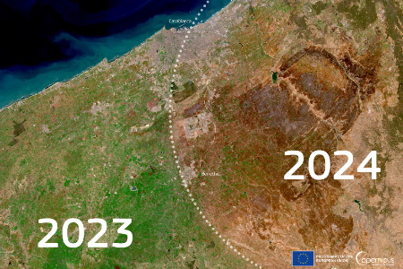 Prolonged Drought And Record Temperatures Have Critical Impact In The   Casablanca Copernicus Sentinel 2 26jan2023 26jan2024 