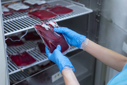 Doctor checking blood bags-GettyImages-1212823663