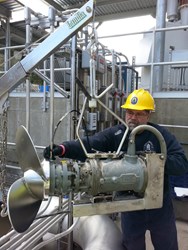 Riccardo DeCarli%2c Mechanic at Staffrod WPCF%2c carrying out routine maintenance on a Landia mixer. Riccardo DeCarli%2c Mechanic at Staffrod WPCF%2c carrying out routine maintenance on a Landia mixer.