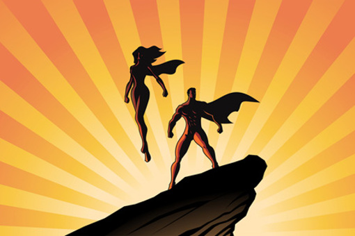 vector Superhero couple-GettyImages-1964375214