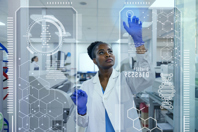 biochemist in lab, molecular structure-GettyImages-2149749988