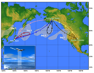 Plumes from airborne dust and pollutants will be studied during the Pacific Dust Experiment.

Credit: NCAR