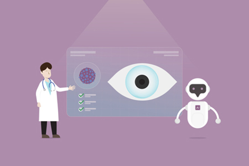 AI chatbot with eye doctor checking eye patient-GettyImages-2240900328