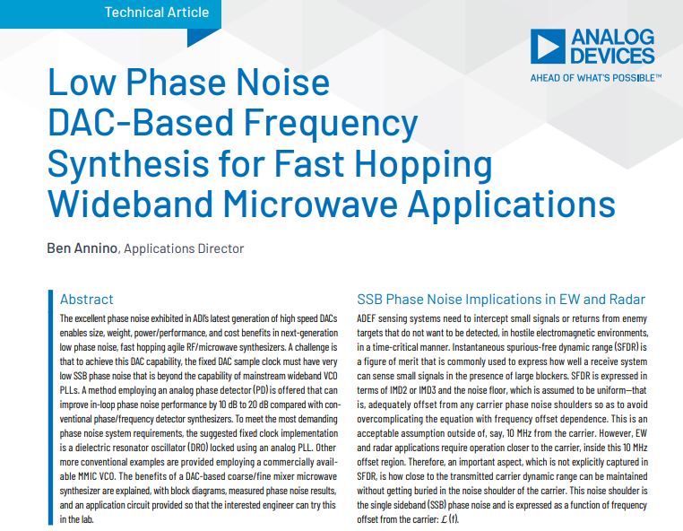 Low Phase Noise DACBased Frequency Synthesis for Fast Hopping Wideband