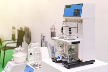 automatic disintegration tester, check and analysis, research, medical, pharmacology-GettyImages-1373499101